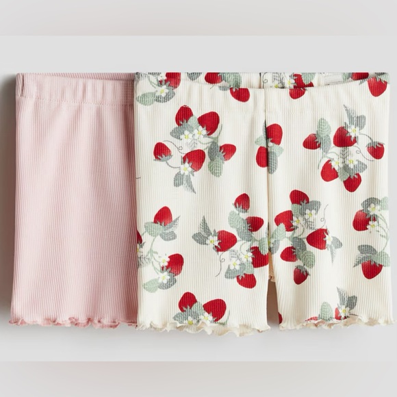 H&M Other - H&M Kids Ribbed Bike Shorts 2 Pack Pink & Strawberry